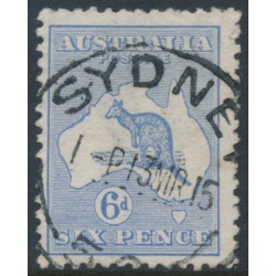 AUSTRALIA - 1913 6d blue Kangaroo, 1st watermark, used – ACSC # 17C