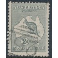 AUSTRALIA - 1915 2d silver-grey Kangaroo, die I, 3rd watermark, used – ACSC # 7D