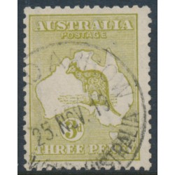 AUSTRALIA - 1915 3d olive Kangaroo, die I, 3rd watermark, used – ACSC # 13E