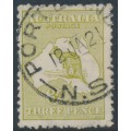 AUSTRALIA - 1915 3d olive-green Kangaroo, die I, 3rd watermark, used – ACSC # 13K