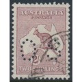 AUSTRALIA - 1924 2/- maroon Kangaroo, 3rd watermark, perf. OS, used – ACSC # 38Aba