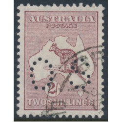 AUSTRALIA - 1924 2/- maroon Kangaroo, 3rd watermark, perf. OS, used – ACSC # 38Aba