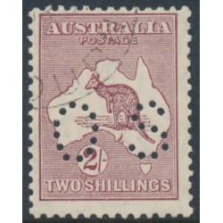 AUSTRALIA - 1929 2/- maroon Kangaroo, SM watermark, perf. OS, CTO – ACSC # 39Awa AUSTRALIA - 1929 2/- maroon Kangaroo, SM watermark, perf. OS, CTO – ACSC # 39Awa