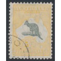AUSTRALIA - 1932 5/- grey/yellow Kangaroo, 'break in NSW coast' [L6], CTO – ACSC # 46C(D)f+w