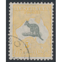 AUSTRALIA - 1932 5/- grey/yellow Kangaroo, 'break in NSW coast' [L6], CTO – ACSC # 46C(D)f+w