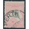 AUSTRALIA - 1932 10/- grey/pink Kangaroo, 'broken NSW coast' [L6], used – ACSC # 50A(D)d