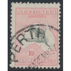 AUSTRALIA - 1932 10/- grey/pink Kangaroo, 'broken NSW coast' [L6], used – ACSC # 50A(D)d