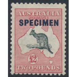 AUSTRALIA - 1934 £2 black/red Kangaroo, SPECIMEN, ‘scratch from map’ [L50], MH – ACSC # 58Bx