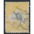 AUSTRALIA - 1913 5/- grey/yellow Kangaroo, 1st watermark, used – ACSC # 42B AUSTRALIA - 1913 5/- grey/yellow Kangaroo, 1st watermark, used – ACSC # 42B