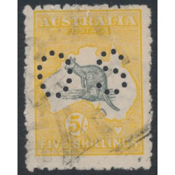 AUSTRALIA - 1915 5/- grey/chrome Kangaroo, 2nd watermark, perf. OS, used – ACSC # 43Bb