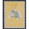 AUSTRALIA - 1929 5/- grey/yellow-orange Kangaroo, SM watermark, CTO – ACSC # 45Aw