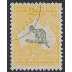 AUSTRALIA - 1929 5/- grey/yellow-orange Kangaroo, SM watermark, CTO – ACSC # 45Aw