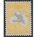 AUSTRALIA - 1932 5/- grey/yellow-orange Kangaroo, CofA watermark, CTO – ACSC # 46Aw