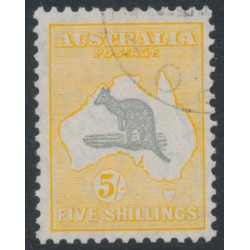 AUSTRALIA - 1932 5/- grey/yellow-orange Kangaroo, CofA watermark, CTO – ACSC # 46Aw AUSTRALIA - 1932 5/- grey/yellow-orange Kangaroo, CofA watermark, CTO – ACSC # 46Aw