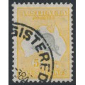 AUSTRALIA - 1932 5/- grey/yellow-orange Kangaroo, CofA watermark, used – ACSC # 46A