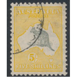 AUSTRALIA - 1932 5/- grey/yellow Kangaroo, CofA watermark, used – ACSC # 46B