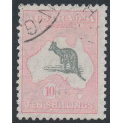 AUSTRALIA - 1932 10/- grey/pink Kangaroo, CofA watermark, used – ACSC # 50A
