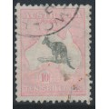 AUSTRALIA - 1932 10/- grey/pink Kangaroo, CofA watermark, used – ACSC # 50A