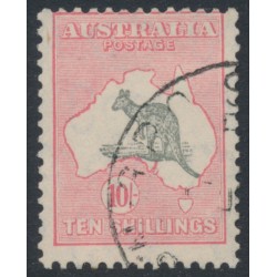 AUSTRALIA - 1932 10/- grey/rose-crimson Kangaroo, CofA watermark, used – ACSC # 50B