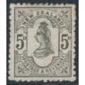 NEW ZEALAND - 1891 5d olive-black QV (2nd Sideface), NZ star watermark (7mm), perf. 12:11½, MH – SG # 200 NEW ZEALAND - 1891 5d olive-black QV (2nd Sideface), NZ star watermark (7mm), perf. 12:11½, MH – SG # 200