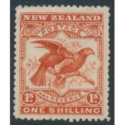 NEW ZEALAND - 1898 1/- vermilion Kea & Kaka, perf. 15, no watermark, MH – SG # 257