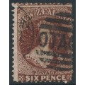 NEW ZEALAND - 1864 6d red-brown QV Chalon, perf. 12½:12½, NZ watermark, used – SG # 108 NEW ZEALAND - 1864 6d red-brown QV Chalon, perf. 12½:12½, NZ watermark, used – SG # 108