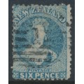 NEW ZEALAND - 1872 6d blue QV Chalon, perf. 12½, star watermark, used – SG # 135 NEW ZEALAND - 1872 6d blue QV Chalon, perf. 12½, star watermark, used – SG # 135
