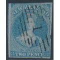 NEW ZEALAND - 1856 2d blue QV Chalon, no watermark, imperforate, blue paper, used – SG # 5 NEW ZEALAND - 1856 2d blue QV Chalon, no watermark, imperforate, blue paper, used – SG # 5
