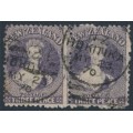 NEW ZEALAND - 1867 3d deep lilac QV Chalon, perf. 12½, star watermark, pair, used – SG # 117 NEW ZEALAND - 1867 3d deep lilac QV Chalon, perf. 12½, star watermark, pair, used – SG # 117