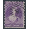 NEW ZEALAND - 1867 3d deep mauve QV Chalon, perf. 12½, star watermark, used – SG # 118 NEW ZEALAND - 1867 3d deep mauve QV Chalon, perf. 12½, star watermark, used – SG # 118