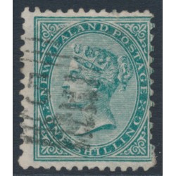 NEW ZEALAND - 1878 1/- green QV (1st Sideface), NZ star watermark, perf. 12:11½, used – SG # 184