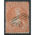 NEW ZEALAND - 1866 1d orange-vermilion QV Chalon, perf. 12½, star watermark, used – SG # 111 NEW ZEALAND - 1866 1d orange-vermilion QV Chalon, perf. 12½, star watermark, used – SG # 111