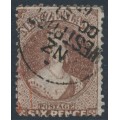 NEW ZEALAND - 1867 6d brown QV Chalon, perf. 12½, star watermark, used – SG # 122a NEW ZEALAND - 1867 6d brown QV Chalon, perf. 12½, star watermark, used – SG # 122a