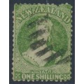 NEW ZEALAND - 1864 1/- yellow-green QV Chalon, perf. 12½, star watermark, used – SG # 125 NEW ZEALAND - 1864 1/- yellow-green QV Chalon, perf. 12½, star watermark, used – SG # 125