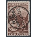 NEW ZEALAND - 1899 5d deep purple-brown Mt. Ruapehu, perf. 11, no watermark, used – SG # 263 NEW ZEALAND - 1899 5d deep purple-brown Mt. Ruapehu, perf. 11, no watermark, used – SG # 263