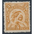 NEW ZEALAND - 1906 3d bistre-brown Huia, perf. 14:14, single watermark, MH – SG # 321 NEW ZEALAND - 1906 3d bistre-brown Huia, perf. 14:14, single watermark, MH – SG # 321
