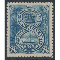 NEW ZEALAND - 1898 8d indigo Maori War Canoe, perf. 15, no watermark, MH – SG # 255