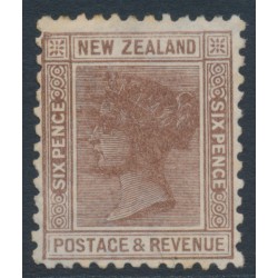 NEW ZEALAND - 1888 6d brown QV (2nd Sideface), NZ star watermark (7mm), perf. 12:11½, MNG – SG # 201 NEW ZEALAND - 1888 6d brown QV (2nd Sideface), NZ star watermark (7mm), perf. 12:11½, MNG – SG # 201