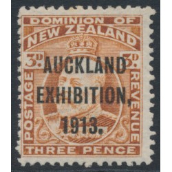 NEW ZEALAND - 1913 3d chestnut KEVII, Auckland Exhibition overprint, MH – SG # 414