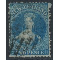 NEW ZEALAND - 1865 2d blue QV Chalon, perf. 12½, star watermark, used – SG # 115 NEW ZEALAND - 1865 2d blue QV Chalon, perf. 12½, star watermark, used – SG # 115