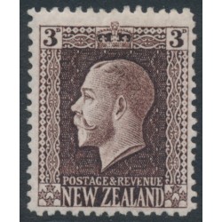 NEW ZEALAND - 1929 3d chocolate KGV definitive, perf. 14:14, MH – SG # 449b