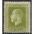 NEW ZEALAND - 1925 9d yellowish olive KGV definitive, perf. 14:13½, MH – SG # 429c