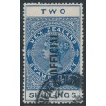 NEW ZEALAND - 1915 2/- deep blue Stamp Duty, o/p OFFICIAL, used – SG # O85