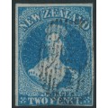 NEW ZEALAND - 1862 2d deep blue QV Chalon, star watermark, imperforate, used – SG # 36 NEW ZEALAND - 1862 2d deep blue QV Chalon, star watermark, imperforate, used – SG # 36