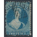 NEW ZEALAND - 1865 2d deep blue QV Chalon, perf. 12½, star watermark, used – SG # 114 NEW ZEALAND - 1865 2d deep blue QV Chalon, perf. 12½, star watermark, used – SG # 114