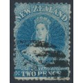 NEW ZEALAND - 1865 2d blue QV Chalon, perf. 12½, star watermark, used – SG # 115 NEW ZEALAND - 1865 2d blue QV Chalon, perf. 12½, star watermark, used – SG # 115
