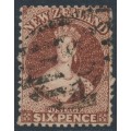 NEW ZEALAND - 1864 6d red-brown QV Chalon, perf. 12½, star watermark, used – SG # 122 NEW ZEALAND - 1864 6d red-brown QV Chalon, perf. 12½, star watermark, used – SG # 122