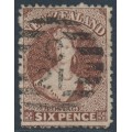 NEW ZEALAND - 1867 6d brown QV Chalon, perf. 12½, star watermark, used – SG # 122a NEW ZEALAND - 1867 6d brown QV Chalon, perf. 12½, star watermark, used – SG # 122a