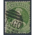 NEW ZEALAND - 1864 1/- green QV Chalon, perf. 12½, star watermark, used – SG # 124 NEW ZEALAND - 1864 1/- green QV Chalon, perf. 12½, star watermark, used – SG # 124