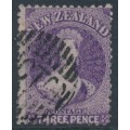 NEW ZEALAND - 1867 3d deep mauve QV Chalon, perf. 12½, star watermark, used – SG # 118 NEW ZEALAND - 1867 3d deep mauve QV Chalon, perf. 12½, star watermark, used – SG # 118